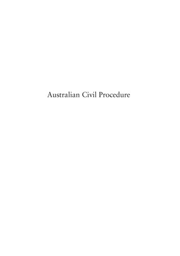 Australian Civil Procedure 11th Edition Bernard Charles Cairns