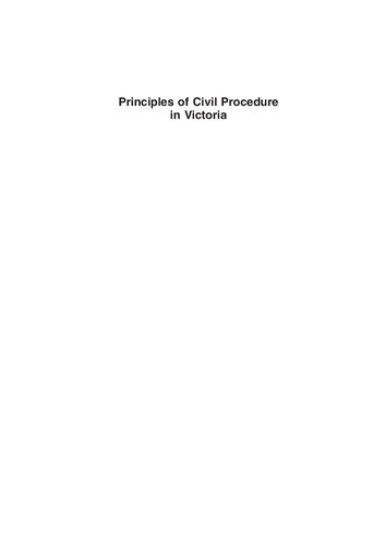 Principles Of Civil Procedure In Victoria 1st Edition Claudio Bozzi