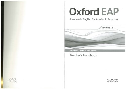 Oxford Eap Advancedc1 Teachers Book Dvd And Audio Cd Pack Teachers Guide Edward De Chazal