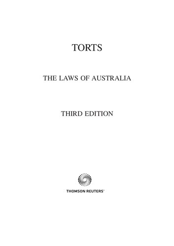 Torts The Laws Of Australia Third Edition Paul T Vout Editor