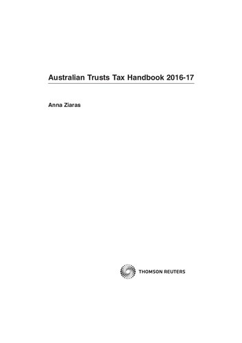 Australian Trusts Tax Handbook 201516 201617 Edition Anna Ziaras