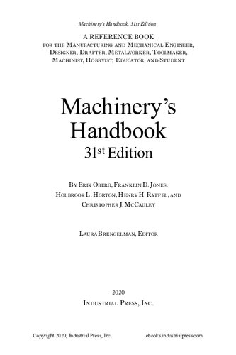 Machinerys Handbook 31st Edition Large Print 31th Edition Industrial Press