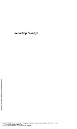 Importing Poverty Immigration And The Changing Face Of Rural America Philip Martin