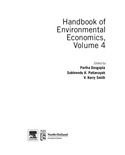 Handbook Of Environmental Economics 1st Edition Partha Dasgupta Editor