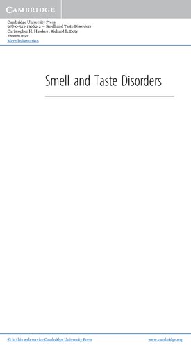 Smell And Taste Disorders Cambridge Pocket Clinician 1st Edition Christopher H Hawkes