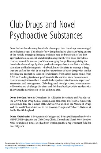 Club Drugs And Novel Psychoactive Substances The Clinicians Handbook Owen Bowdenjones