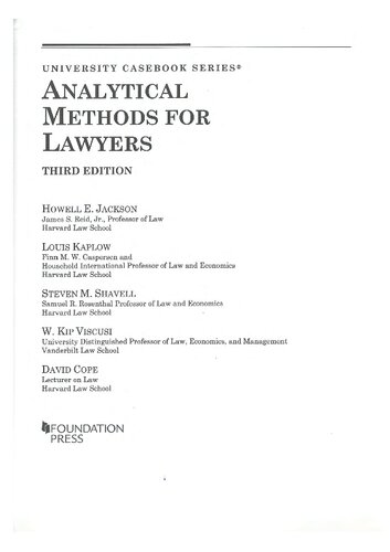 Analytical Methods For Lawyers 3rd Edition Howell Jackson David Cope