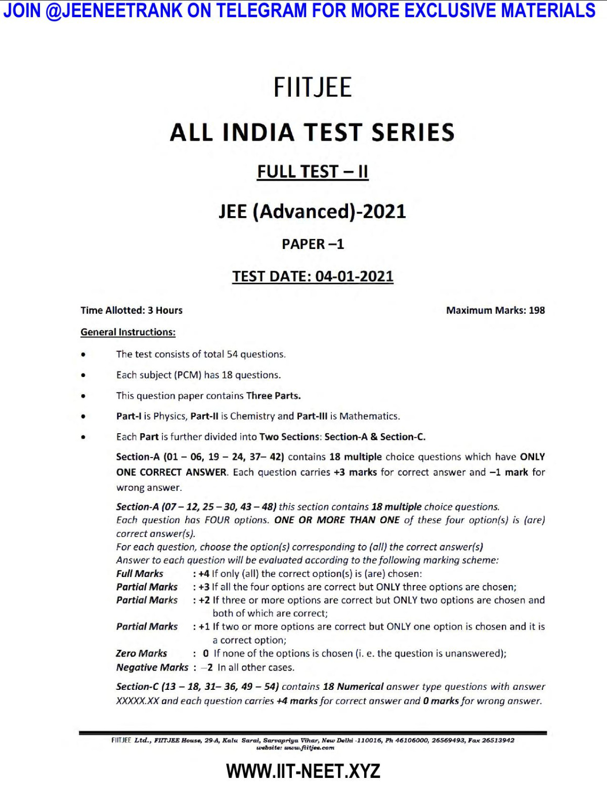 Fiitjee Aits 2021 Jee 2021 User