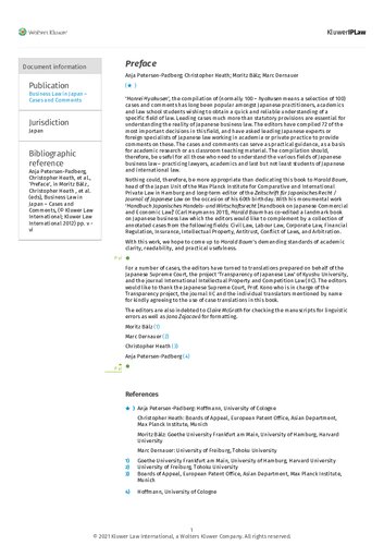 Business Law In Japan Cases And Comments Intellectual Property Civil Commercial And International Private Law Moritz Balz