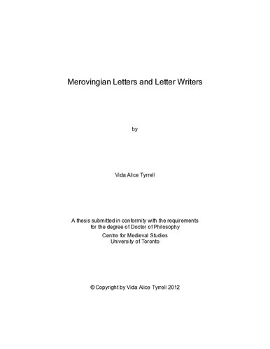 Merovingian Letters And Letter Writers Vida Alice Tyrrell