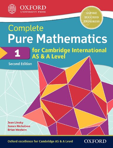 Complete Pure Mathematics 1 For Cambridge International As A Level 2nd Edition Jean Linsky