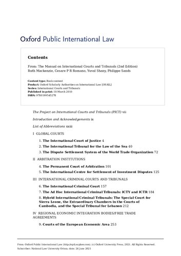 The Manual On International Courts And Tribunals International Courts And Tribunals Series 2nd Edition Ruth Mackenzie