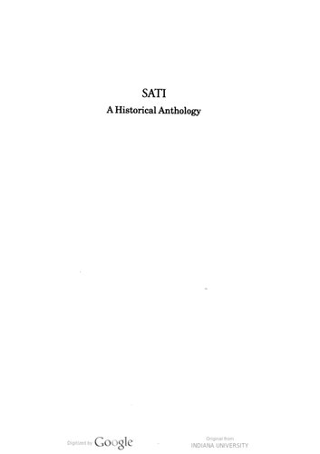 Sati A Historical Anthology Andrea Major Editor