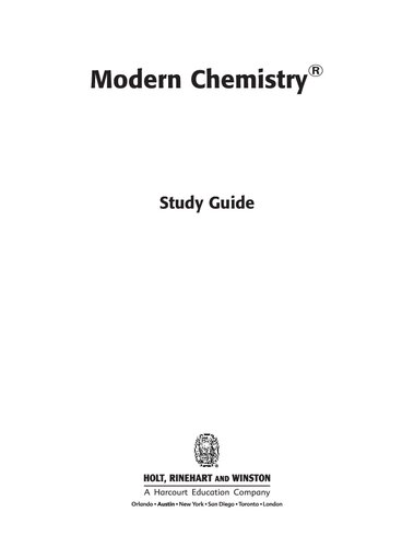Holt Modern Chemistry Study Guide Student Edition Study Guide Ed Holt