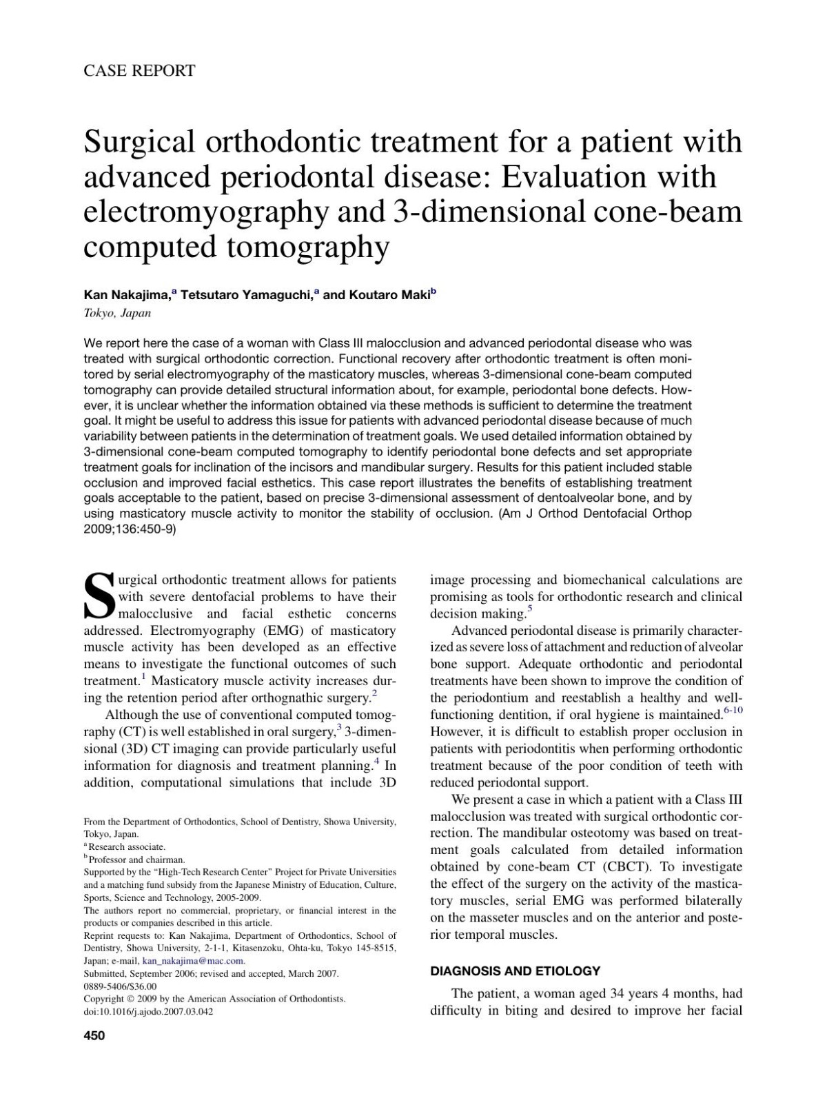 Surgical Orthodontic Treatment For A Patient With Advanced Periodontal Disease Evaluation With Electromyography And 3dimensional Conebeam Computed Tomography Kan Nakajima Tetsutaro Yamaguchi Koutaro Maki