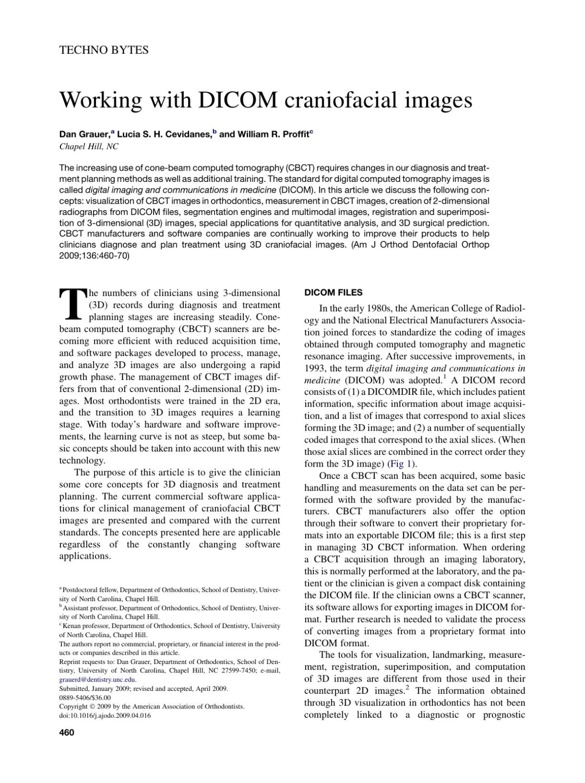 Working With Dicom Craniofacial Images Dan Grauer Lucia Sh Cevidanes William R Proffit