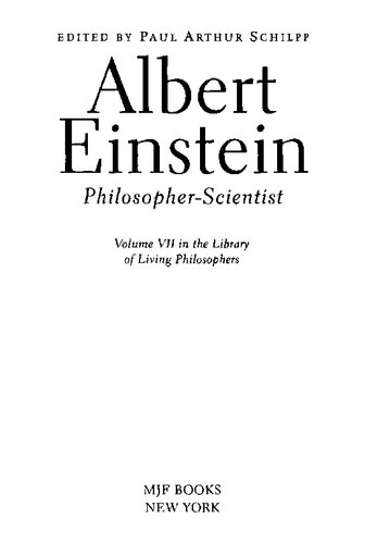 Albert Einstein Philosopherscientist 1st Edition Paul Arthur Schilpp