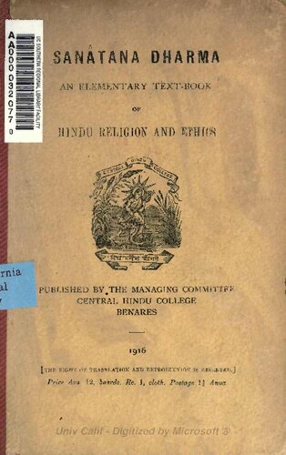 Sanatana Dharma An Elementary Textbook Of Hindu Religion And Ethics Annie Besant