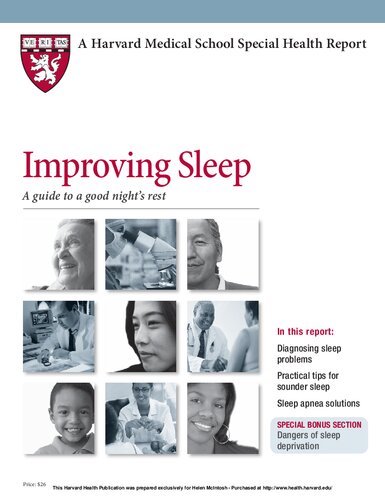 Improving Sleep A Guide To A Good Nights Rest 1st Edition Lawrence Jay Epstein
