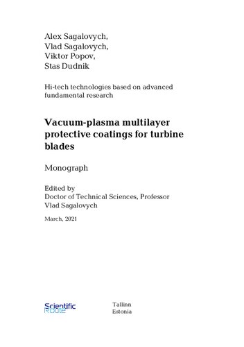 Vacuumplasma Multilayer Protective Coatings For Turbine Blades Alex Sagalovych