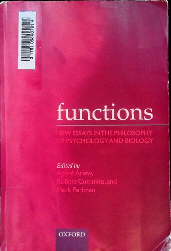 Functions New Essays In The Philosophy Of Psychology And Biology Andre Ariew Editor