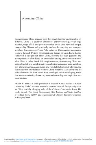 Knowing China A Twentyfirst Century Guide Frank N Pieke