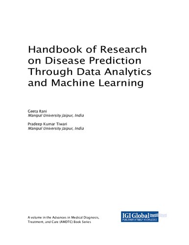 Handbook Of Research On Disease Prediction Through Data Analytics And Machine Learning Geeta Rani