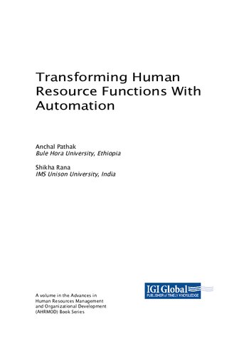 Transforming Human Resource Functions With Automation Anchal Pathak Editor