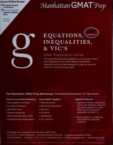 Manhatton Gmat Strategy Guide Equations Inequalities And Vics Manhatton Gmat Prep