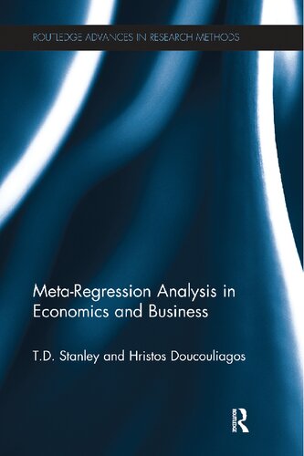 Metaregression Analysis In Economics And Business 1st Edition Td Stanley