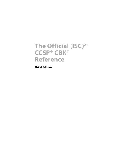 The Official Isc2 Ccsp Cbk Reference 3rd Edition Kevin L Jackson