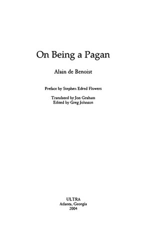 On Being A Pagan Alain De Benoist