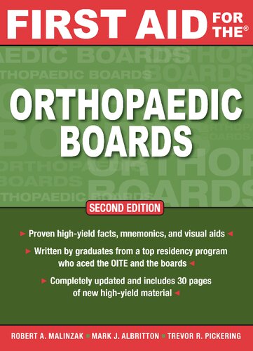 First Aid For The Orthopaedic Boards Second Edition Robert Malinzak Mark Albritton Trevor Pickering