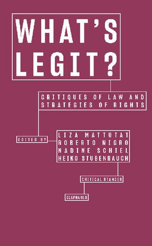 Whats Legit Critiques Of Law And Strategies Of Rights Critical Stances Liza Mattutat