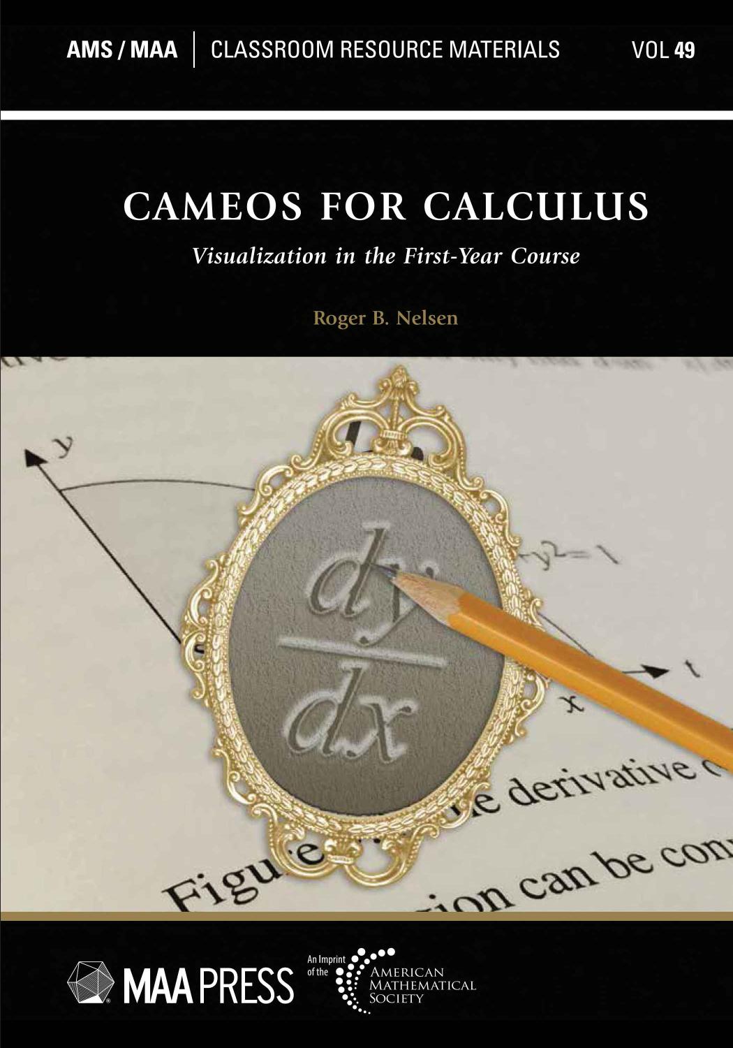 Cameos For Calculus Visualization In The Firstyear Course Roger B Nelsen