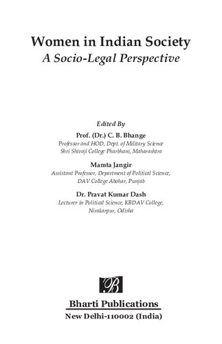 Women In Indian Society A Sociolegal Perspective First C B Bhange