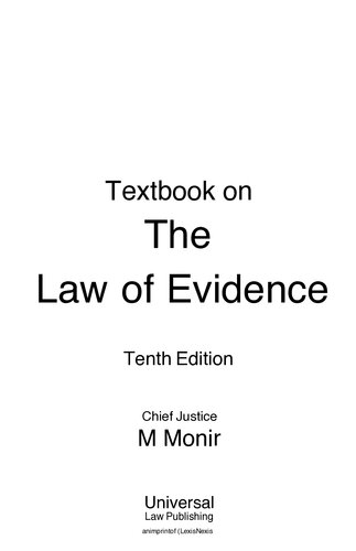 Textbook On The Law Of Evidence 10 Tenth Edition Chief Justice M Monir