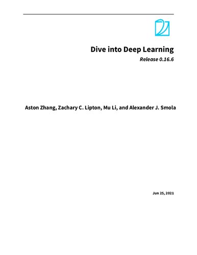 Diveintodeep Learning Release 0166 Aston Zhang Zachary C Lipton
