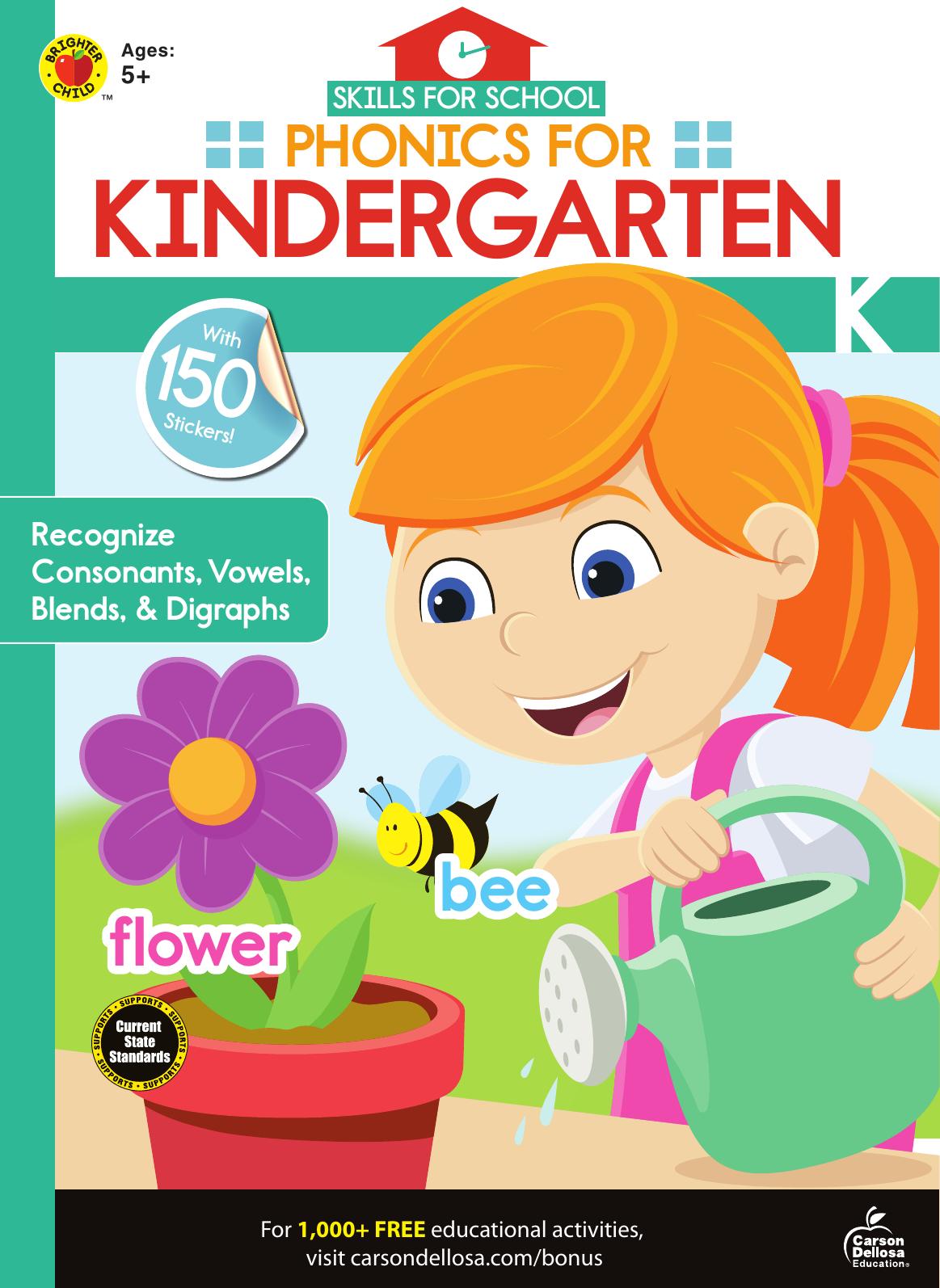 Skills For School Phonics For Kindergarten Brighter Child Carsondellosa Publishing Child