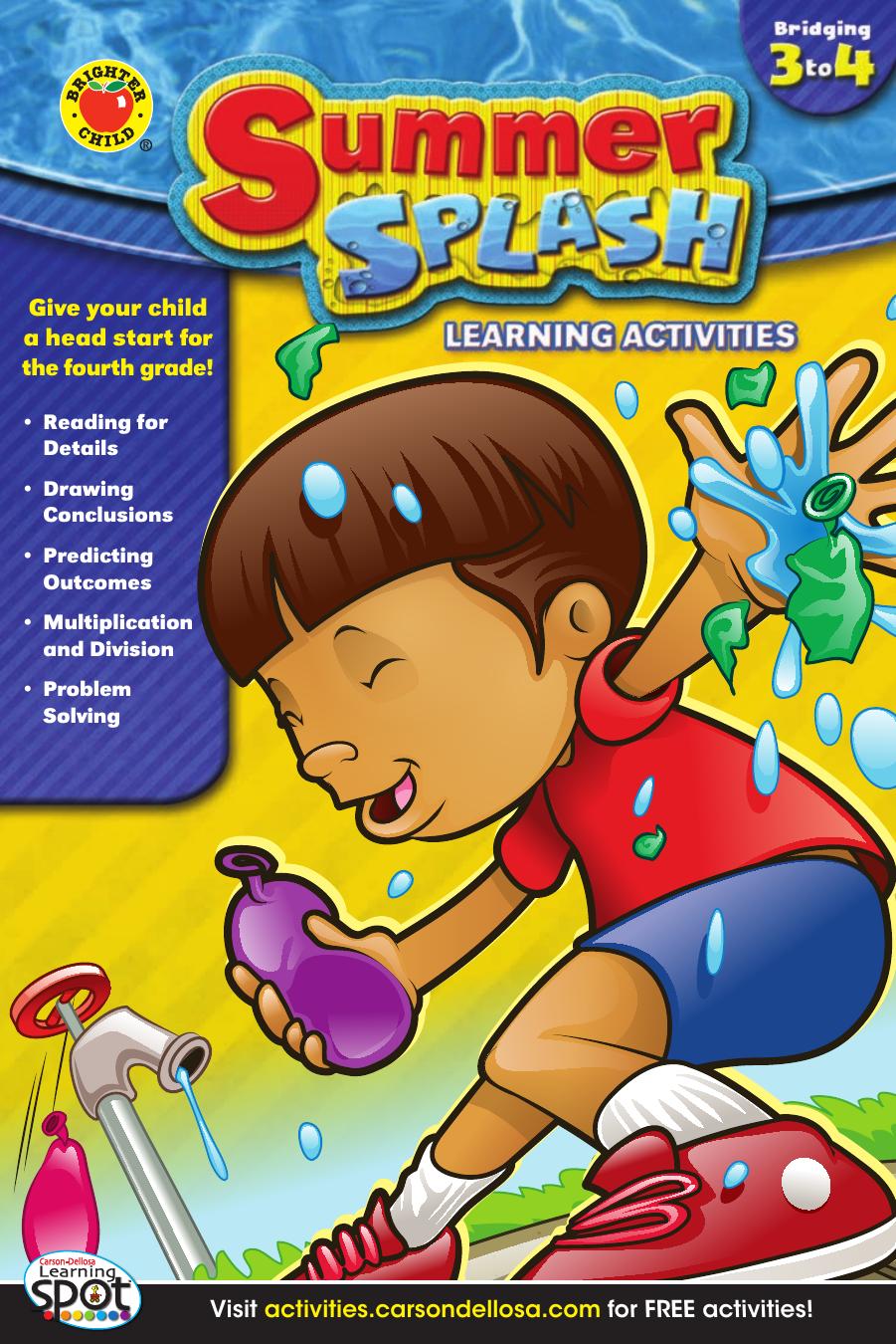 Summer Splash Learning Activities Grades 3 4 Brighter Child Carsondellosa Publishing Child