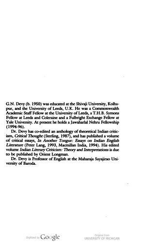 After Amnesia Tradition And Change In Indian Literary Criticism G N Devy