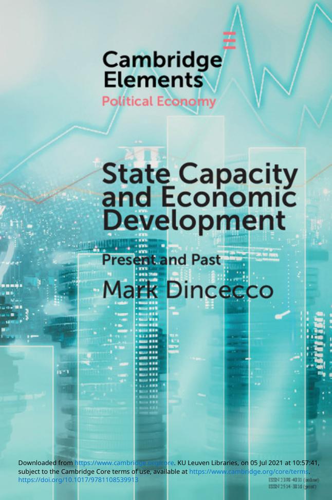 State Capacity And Economic Development Mark Dincecco