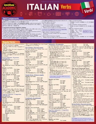 Italian Verbs A Quickstudy Laminated Reference Guide 1st Edition Sallyann Del Vino Ma