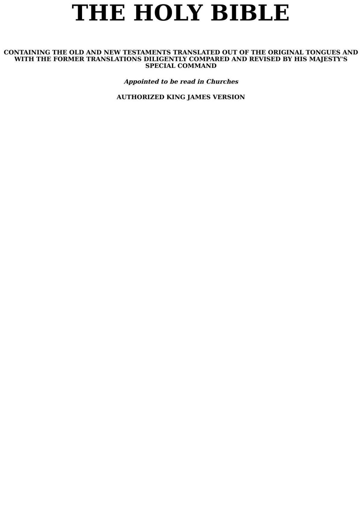 The Holy Bible Kjv God God