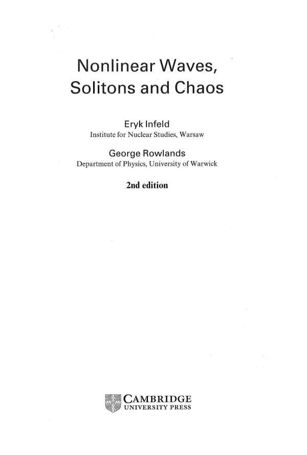 Nonlinear Waves Solitons And Chaos 2nd Edition Eryk Infeld George Rowlands