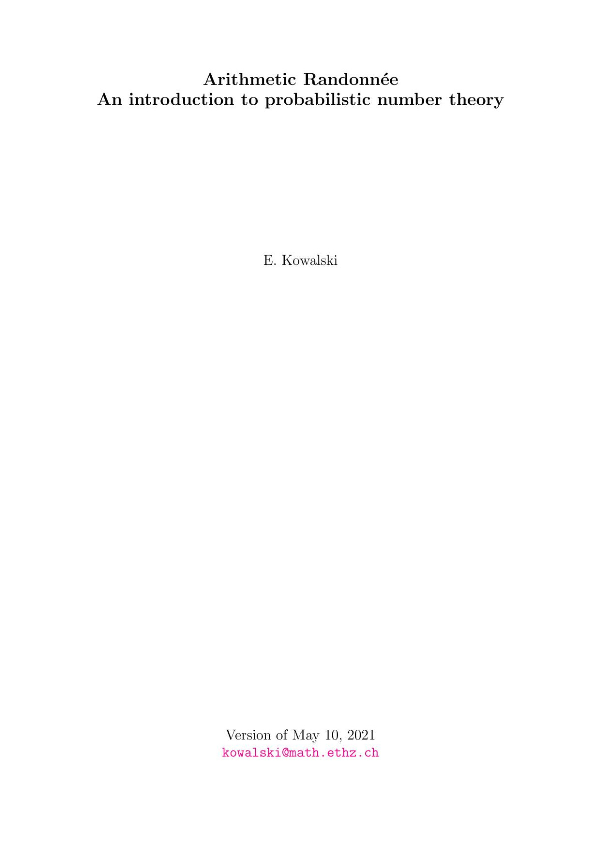 An Introduction To Probabilistic Number Theory 1st Edition Emmanuel Kowalski