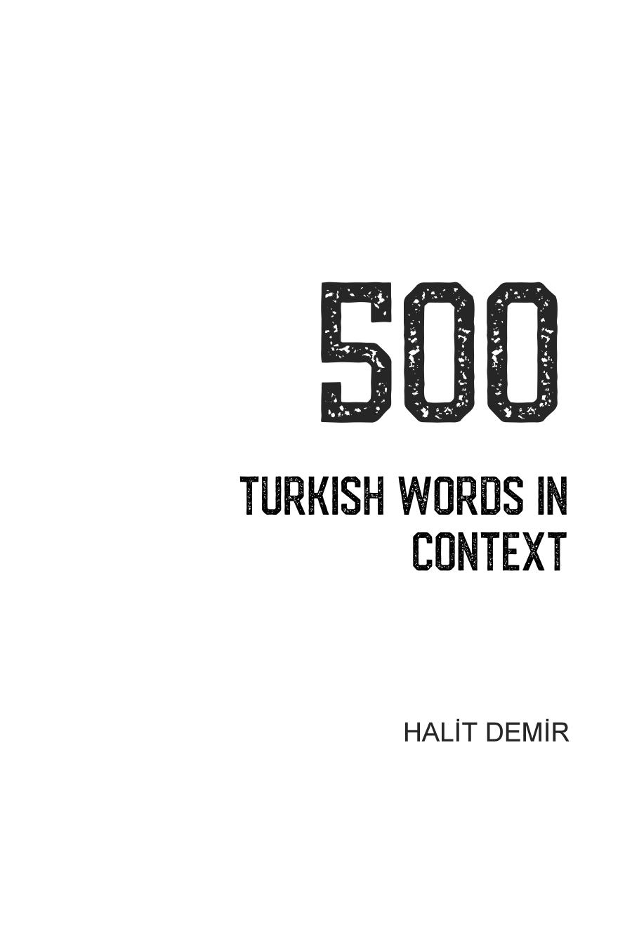 500 Turkish Words In Context Halit Demir