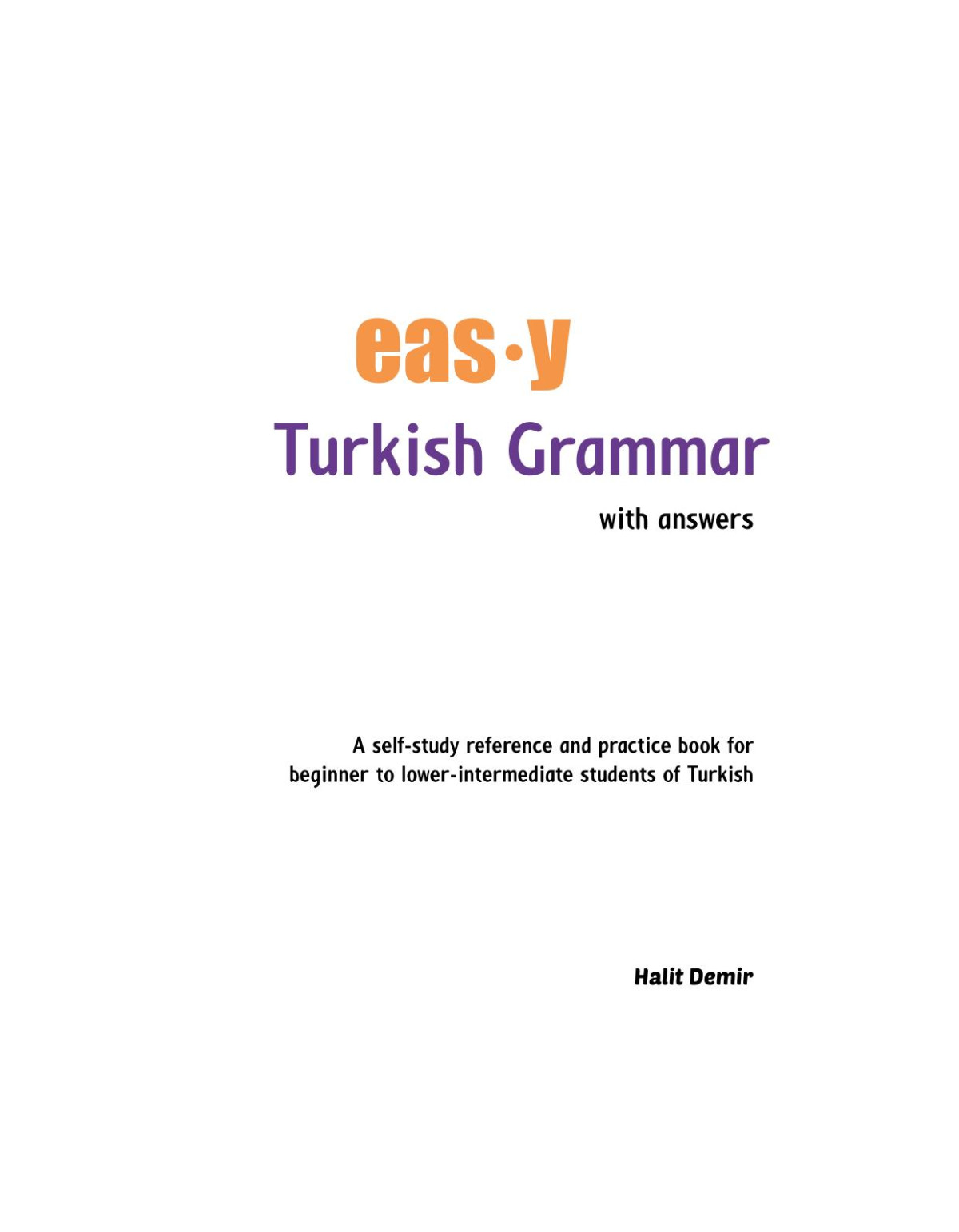 Easy Turkish Grammar With Answers Halit Demir