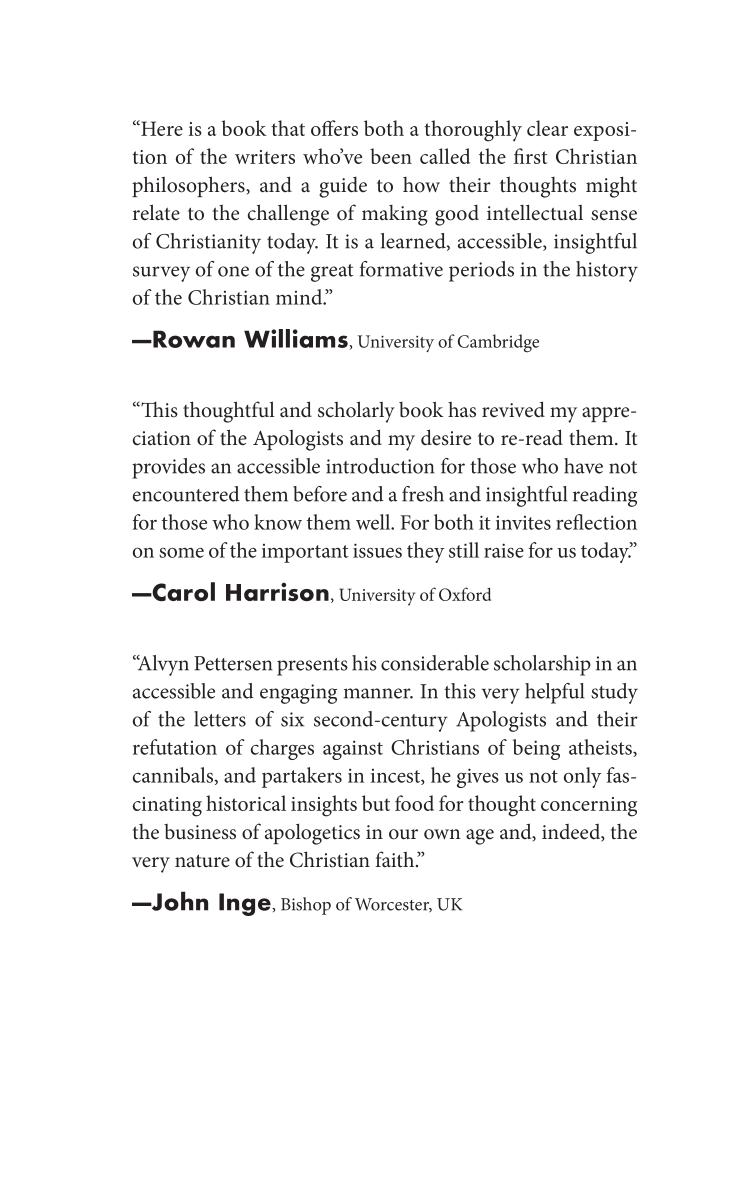 The Secondcentury Apologists Alvyn Pettersen