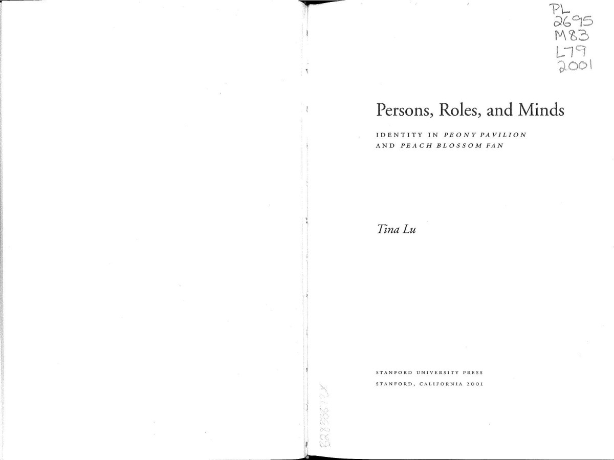 Persons Roles And Minds Identity In Peony Pavilion And Peach Blossom Fan Tina Lu